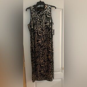 INC International Concepts Zebra Print Midi Dress - Black and Gold - Size 12